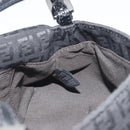 FENDI Zucchino Canvas Mamma Baguette Shoulder Bag Black Silver Auth ki6734M-20