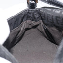 FENDI Zucchino Canvas Mamma Baguette Shoulder Bag Black Silver Auth ki6734M-21