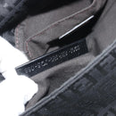 FENDI Zucchino Canvas Mamma Baguette Shoulder Bag Black Silver Auth ki6734M-23