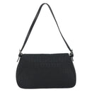 FENDI Zucchino Canvas Mamma Baguette Shoulder Bag Black Silver Auth ki6734M-3