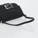 FENDI Zucchino Canvas Mamma Baguette Shoulder Bag Black Silver Auth ki6734M-7