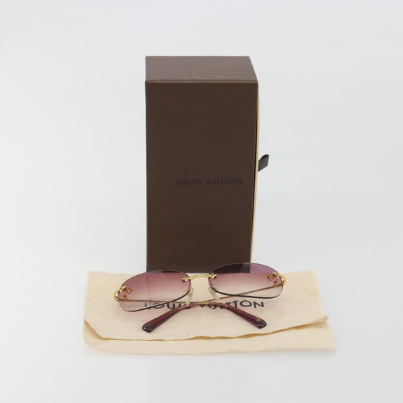 LOUIS VUITTON Desmayo Rectangle Sunglasses Metal Pink Gold Z0089U Auth ki6735M