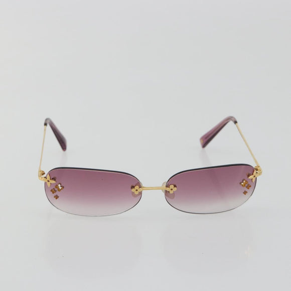 LOUIS VUITTON Desmayo Rectangle Sunglasses Metal Pink Gold Z0089U Auth ki6735M