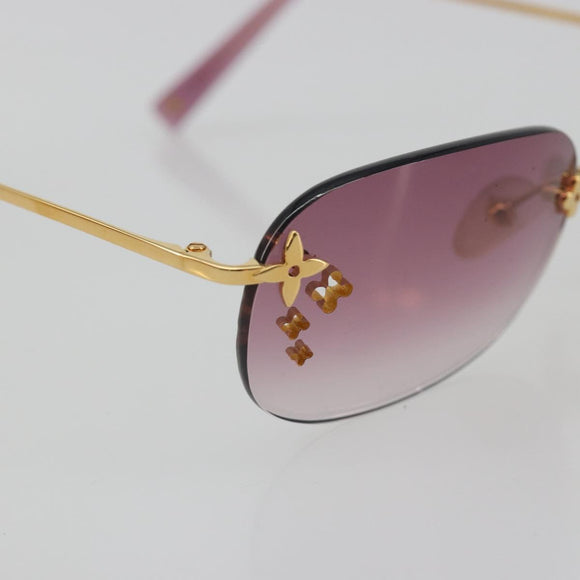 LOUIS VUITTON Desmayo Rectangle Sunglasses Metal Pink Gold Z0089U Auth ki6735M