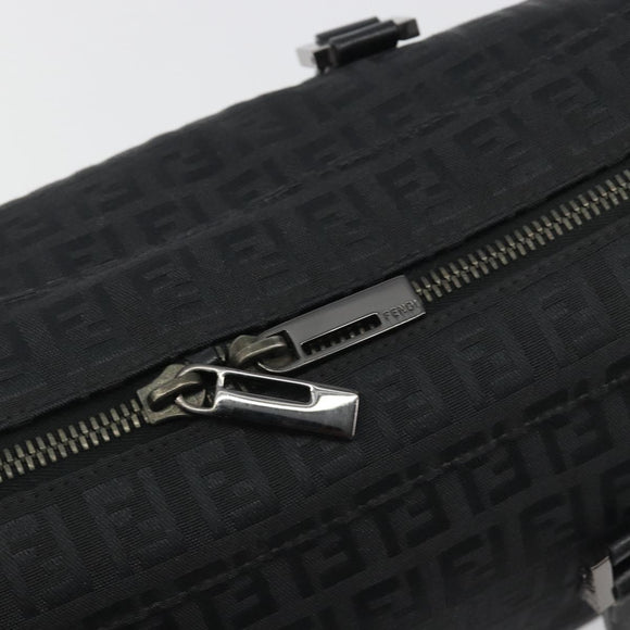 FENDI Zucchino Canvas Hand Bag Black Silver 8BH031 Auth ki6737