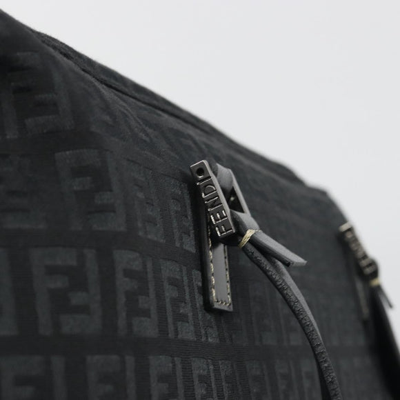 FENDI Zucchino Canvas Hand Bag Black Silver 8BH031 Auth ki6737