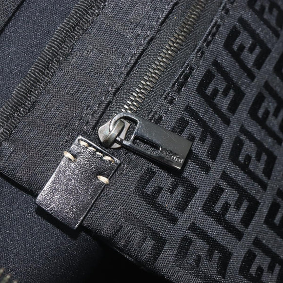 FENDI Zucchino Canvas Hand Bag Black Silver 8BH031 Auth ki6737