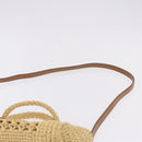 Miu Miu Woven Tote Bag Raffia 2way Beige Gold Tone Auth ki6738M-10