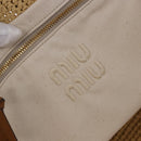 Miu Miu Woven Tote Bag Raffia 2way Beige Gold Tone Auth ki6738M-17