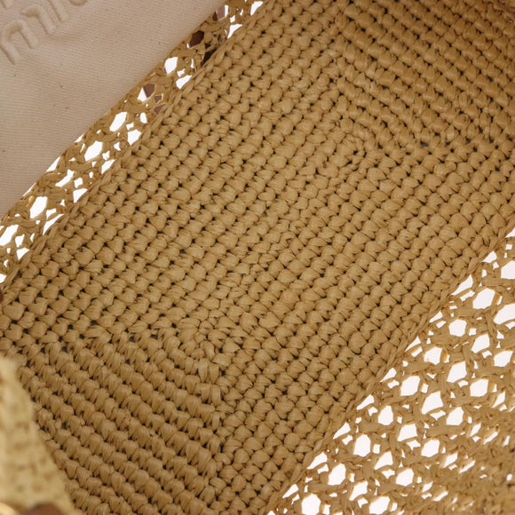 Miu Miu Woven Tote Bag Raffia 2way Beige Gold Tone Auth ki6738M