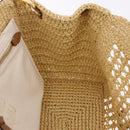 Miu Miu Woven Tote Bag Raffia 2way Beige Gold Tone Auth ki6738M-19
