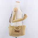 Miu Miu Woven Tote Bag Raffia 2way Beige Gold Tone Auth ki6738M-23