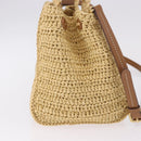 Miu Miu Woven Tote Bag Raffia 2way Beige Gold Tone Auth ki6738M-5