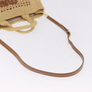 Miu Miu Woven Tote Bag Raffia 2way Beige Gold Tone Auth ki6738M-9