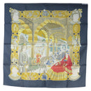 HERMES Carre 90 Scarf Silk ""MAHARAJAS"" Blue Gold Auth ki6741M-13