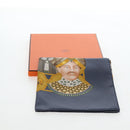 HERMES Carre 90 Scarf Silk ""MAHARAJAS"" Blue Gold Auth ki6741M-15