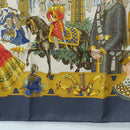 HERMES Carre 90 Scarf Silk ""MAHARAJAS"" Blue Gold Auth ki6741M-9