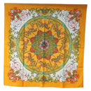 HERMES Carre 90 Scarf Silk ""LUNA ARK"" Orange White Auth ki6742M-1