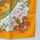 HERMES Carre 90 Scarf Silk ""LUNA ARK"" Orange White Auth ki6742M-10