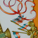 HERMES Carre 90 Scarf Silk ""LUNA ARK"" Orange White Auth ki6742M-11