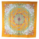 HERMES Carre 90 Scarf Silk ""LUNA ARK"" Orange White Auth ki6742M-13