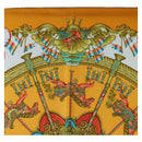 HERMES Carre 90 Scarf Silk ""LUNA ARK"" Orange White Auth ki6742M-3