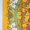HERMES Carre 90 Scarf Silk ""LUNA ARK"" Orange White Auth ki6742M-5