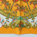 HERMES Carre 90 Scarf Silk ""LUNA ARK"" Orange White Auth ki6742M-9