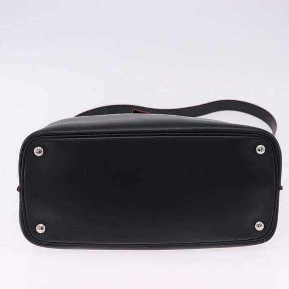 PRADA Hand Bag Leather 2way Black Silver Auth ki6745M
