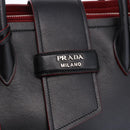 PRADA Hand Bag Leather 2way Black Silver Auth ki6745M-16