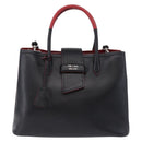 PRADA Hand Bag Leather 2way Black Silver Auth ki6745M-2