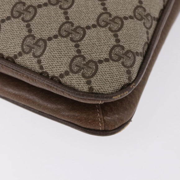 GUCCI GG Supreme Shoulder Bag PVC Beige Gold Auth ki6747