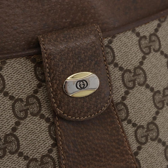 GUCCI GG Supreme Shoulder Bag PVC Beige Gold Auth ki6747