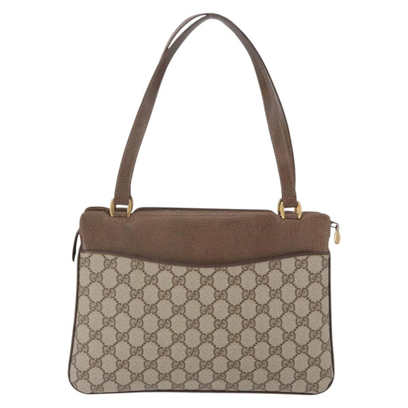 GUCCI GG Supreme Shoulder Bag PVC Beige Gold Auth ki6747