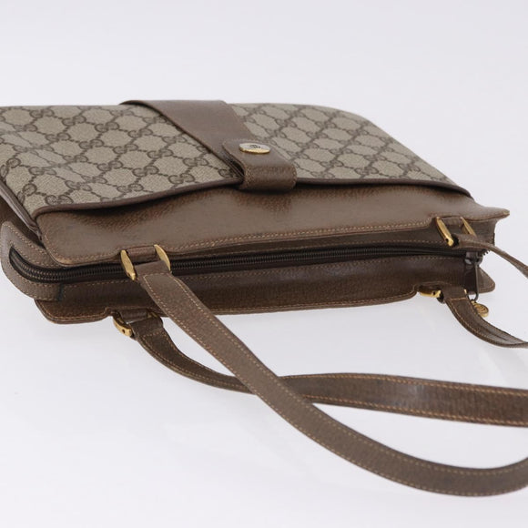 GUCCI GG Supreme Shoulder Bag PVC Beige Gold Auth ki6747