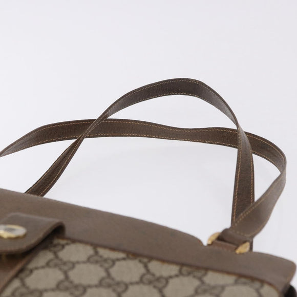 GUCCI GG Supreme Shoulder Bag PVC Beige Gold Auth ki6747