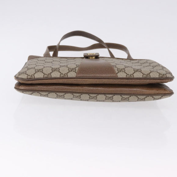 GUCCI GG Supreme Shoulder Bag PVC Beige Gold Auth ki6747