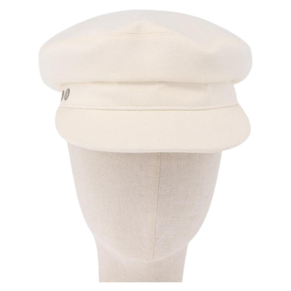HERMES Casquette Hat Canvas White Auth ki6748M