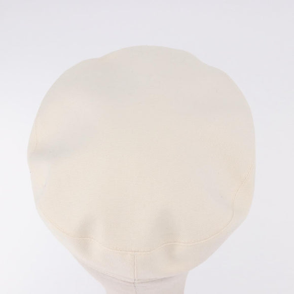 HERMES Casquette Hat Canvas White Auth ki6748M