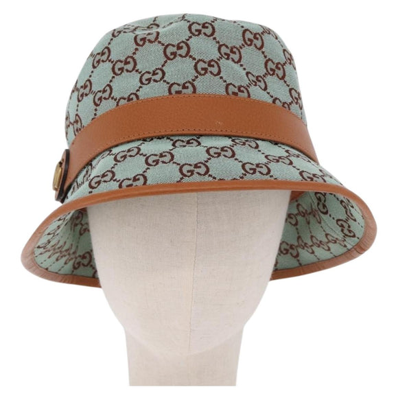 GUCCI GG Canvas Bucket Hat M Beige Gold Auth ki6749M
