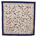 HERMES Carre 90 Scarf ”PLUMES” Silk Blue Auth ki6752-1