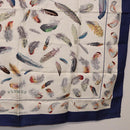 HERMES Carre 90 Scarf ”PLUMES” Silk Blue Auth ki6752-10