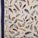 HERMES Carre 90 Scarf ”PLUMES” Silk Blue Auth ki6752-5