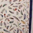 HERMES Carre 90 Scarf ”PLUMES” Silk Blue Auth ki6752-7