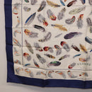 HERMES Carre 90 Scarf ”PLUMES” Silk Blue Auth ki6752-8