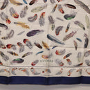 HERMES Carre 90 Scarf ”PLUMES” Silk Blue Auth ki6752-9