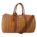 MCM Logogram Vicetos Boston Bag PVC Leather 2way Brown Gold Auth ki6754-1