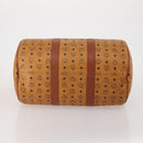 MCM Logogram Vicetos Boston Bag PVC Leather 2way Brown Gold Auth ki6754-5