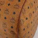MCM Logogram Vicetos Boston Bag PVC Leather 2way Brown Gold Auth ki6754-15