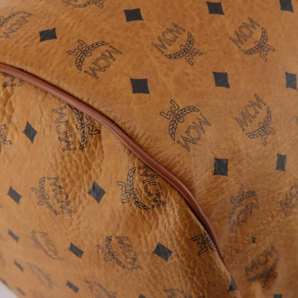 MCM Logogram Vicetos Boston Bag PVC Leather 2way Brown Gold Auth ki6754